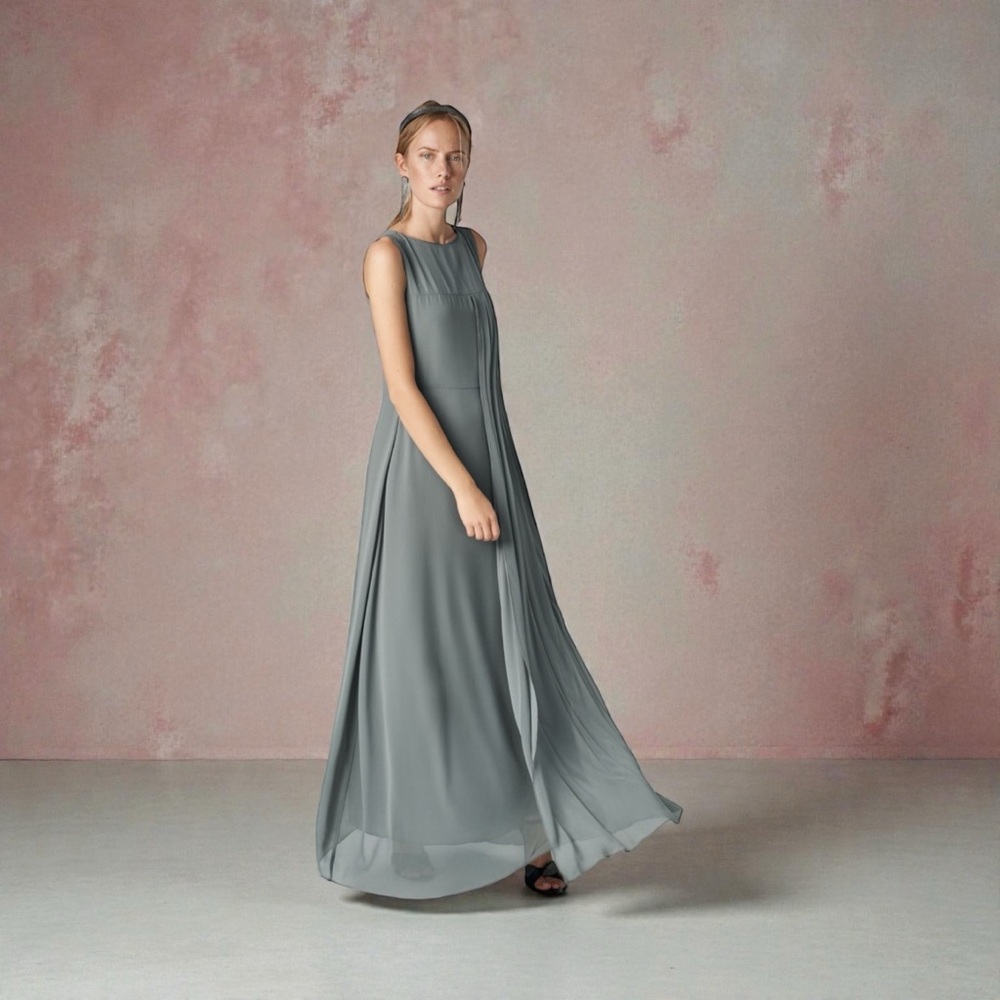 Fabiana Filippi Womens Boat Neck Sleeveless Zip Maxi Dress sage Green Size XS